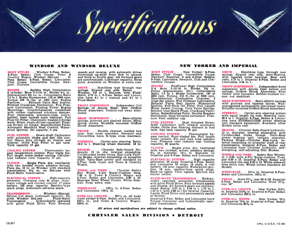 1951 Chrysler Brochure Page 15
